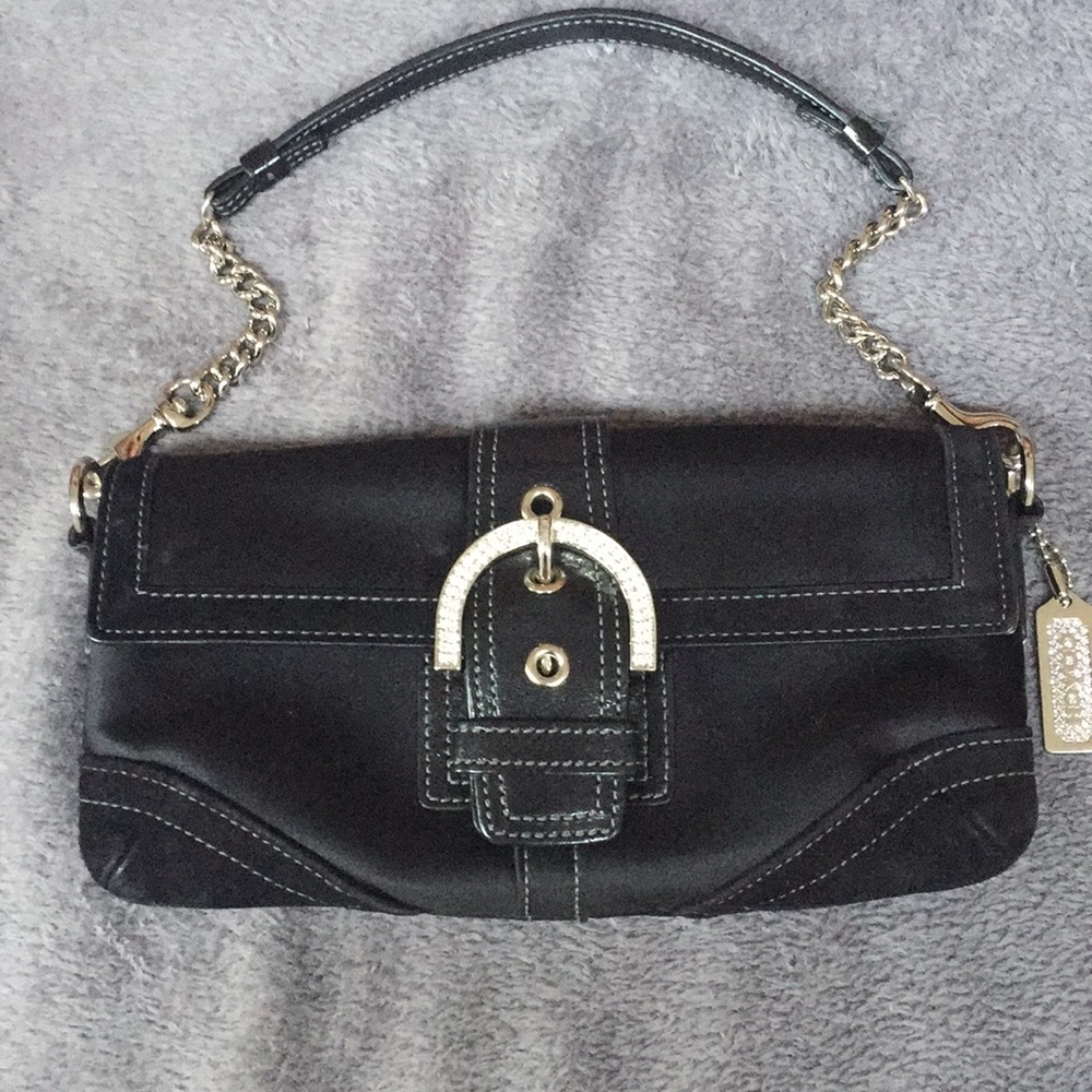 Coach Black Satin  & Suede Evening Purse.